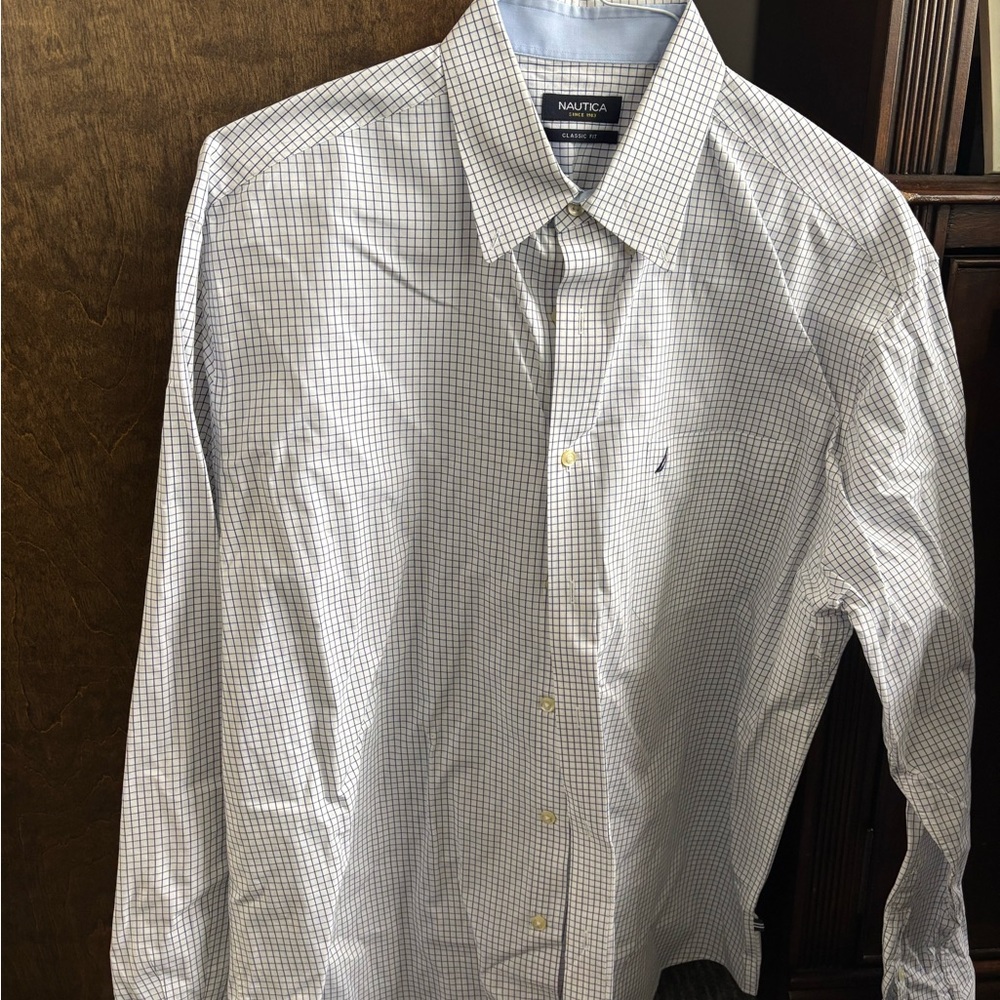 Nautica Men's Blue Checkered Shirt